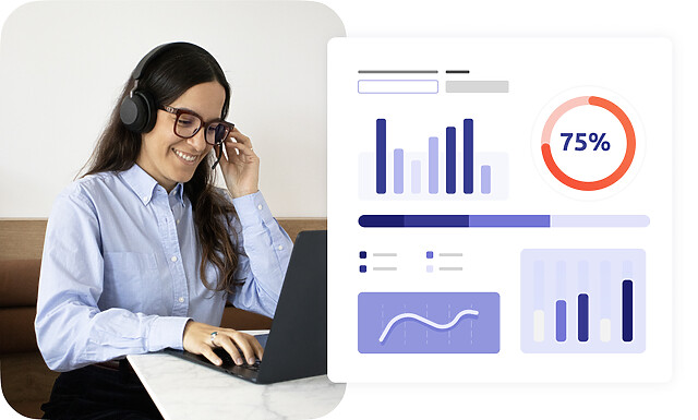 Agent de centre de contact et tableau de statistiques d'approche commerciale
