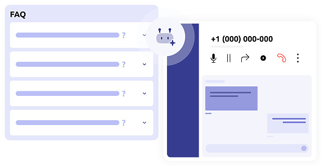 Base de connaissances, interface d'une FAQ, d'un chatbot et d'un appel en cours