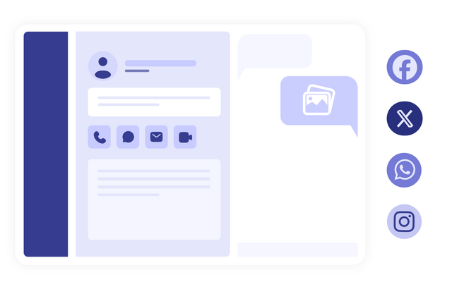 Une maquette illustrant la fonctionnalité réseaux sociaux de la campagne de prospection