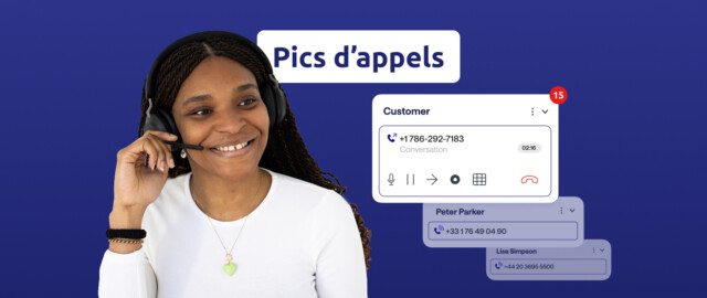 Agent de centre de contact gérant un pic d'appels avec la solution Diabolocom.
