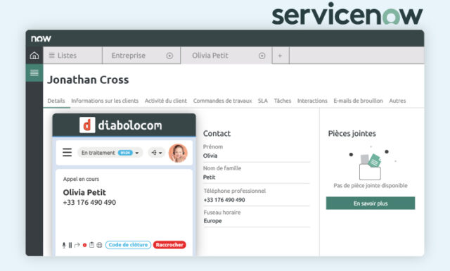 L'intégration CTI Diabolocom et ServiceNow facilite vos campagnes d'appels