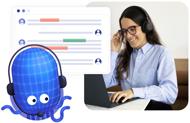 Interface de retranscription en cours d'analyse pour remplacer une enquête de satisfaction client