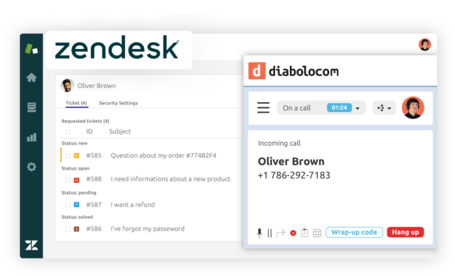 Zendesk intégrations CRM Diabolocom