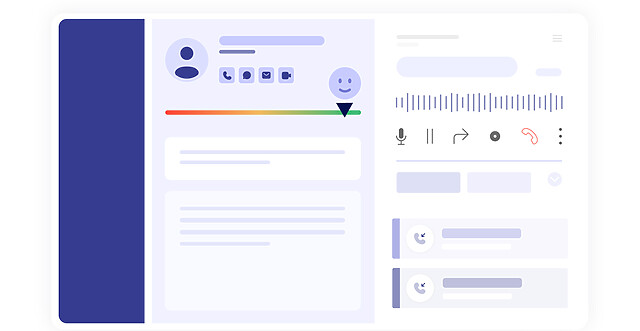 Interface de fiche client avec la satisfaction client, ainsi que les options de contact