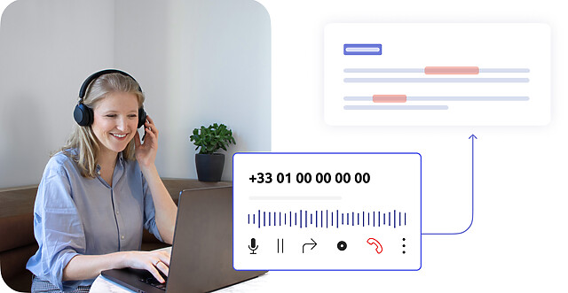 Plan de découverte, agent en communication, interface d'appel en cours et analyse de la retranscription