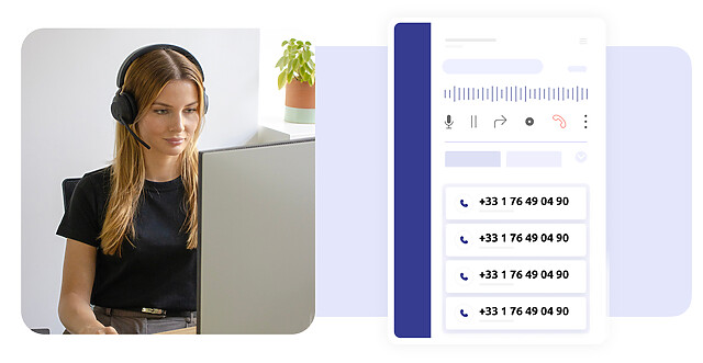 Agent de centre de contact et une queue d'appels type softphone