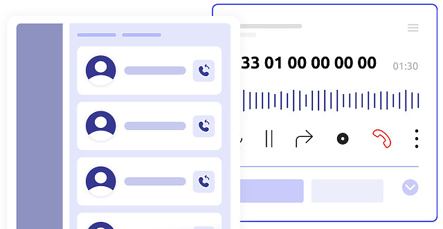 Interface d'un tableau de prospection ainsi qu'un appel en cours