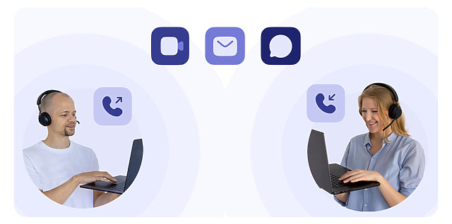 Solution UCaaS deux agents en communication